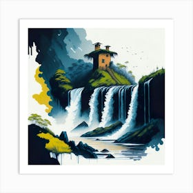 Colored Falls Ink Painting (4) Art Print