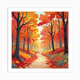 Whimsical Fall In Forest Road Art Print (3) Art Print