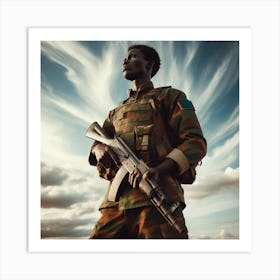 Soldier In Camouflage Art Print