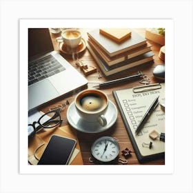 Coffee On A Desk Art Print