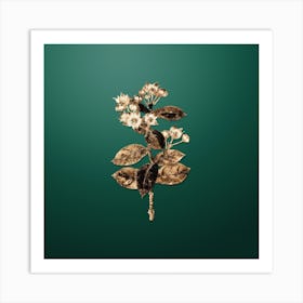 Gold Botanical Tall Calotropis Flower on Dark Spring Green n.0671 Art Print