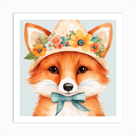 Floral Baby Fox Nursery Illustration (14) Art Print