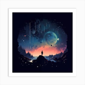 Fantasy Night Sky At Sunset Art Print