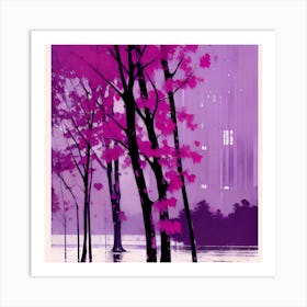 Purple Trees 1 Art Print