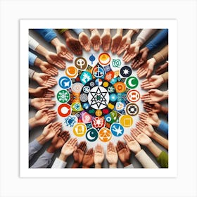 Many Hands Around A Circle Art Print