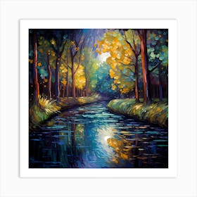 Canvas Cadence: Impressionist Riverside Reflections Art Print