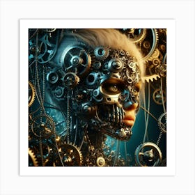 Robot Woman With Gears Art Print