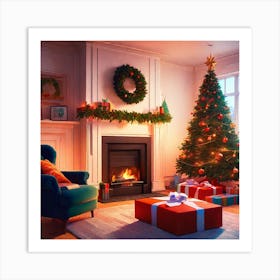 Christmas Tree In The Living Room 130 Art Print