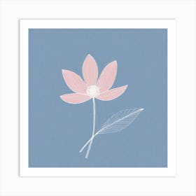 A White And Pink Flower In Minimalist Style Square Composition 732 Art Print