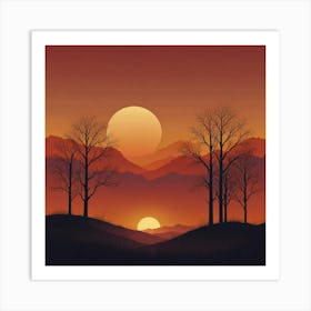 Sunset In The Mountains 51 Art Print