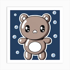 Teddy Bear With Bubbles Art Print