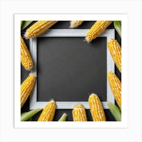 Frame Of Corn On Black Background Art Print