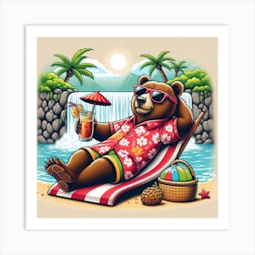 Bear At The Beach Art Print