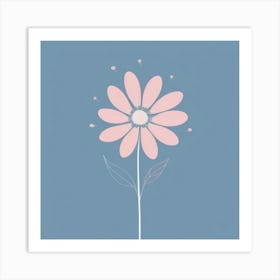 A White And Pink Flower In Minimalist Style Square Composition 676 Art Print