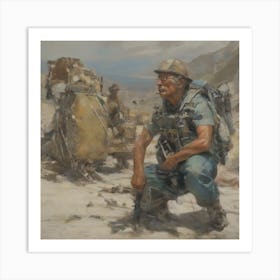 Soldier In The Desert Art Print