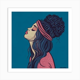 Inhale Girl With curly Hair Art Print