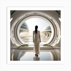 Woman In A White Dress Art Print