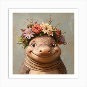 Lizard With Flower Crown Poster