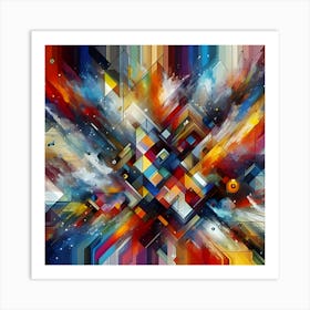 Colorful Splashes Of Paint, Geometric, Abstract Art 1 Art Print