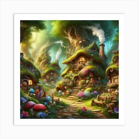 Fairy Village paintings art print 2 Art Print