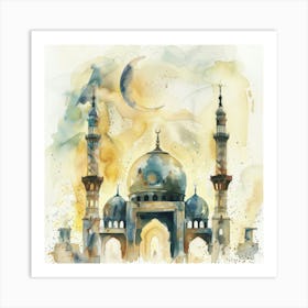 Watercolor Of A Mosque 1 Art Print