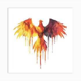 Color Drip Animal Design A Soaring Phoenix With 1 Art Print