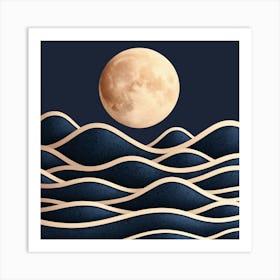 Moon And Waves 13 Art Print