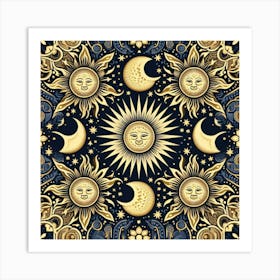 Sun And Moon Pattern Art Print