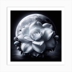 White Flower On The Moon Art Print