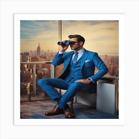 Man With Binoculars Art Print