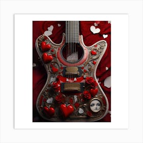 Heartstrings Monarchy: Queen of Hearts Guitar Elegance (26) Art Print