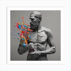 Man With Paint Splatters Art Print