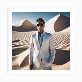 Man In White Suit In Desert Art Print