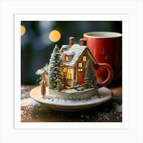 Firefly Charming Miniature Winter Cottage In A Cozy Cup 12290 (2) Art Print