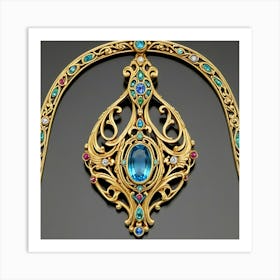 Necklace With Blue And Green Stones Art Print