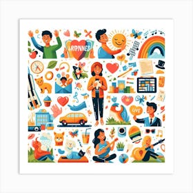 A cute collection of many reasons of happiness Art Print