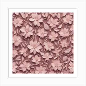 Pink Flowers Wallpaper 1 Art Print