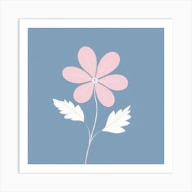 A White And Pink Flower In Minimalist Style Square Composition 638 Art Print