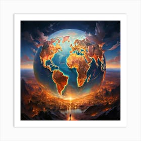 Earth In Flames 2 Art Print