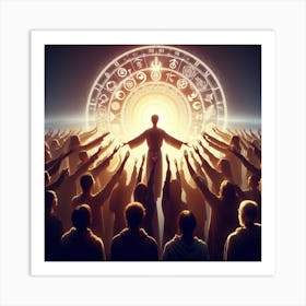 Group Of People Standing Around A Circle Art Print