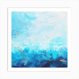 Sea And Clouds Painting  Square Art Print