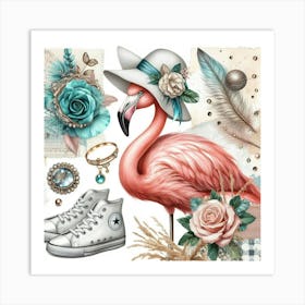 Feathered Fashionista: Where Wildlife Meets Urban Chic Art Print