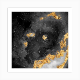 100 Nebulas in Space with Stars Abstract in Black and Gold n.095 Art Print