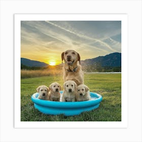 Puppy Pool 1 Art Print