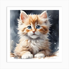 Cute Kitten Painting Art Print