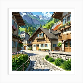 Village In The Mountains 1 Art Print