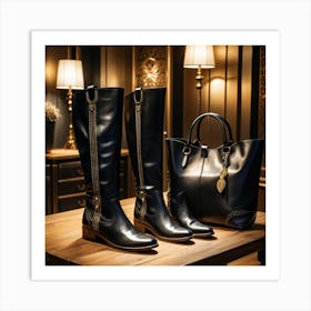 Black Boots And Handbag 7 Art Print