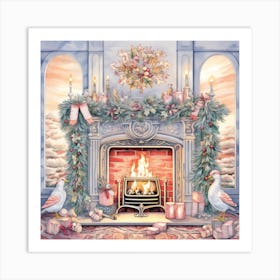 Christmas Fireplace 4 Art Print