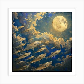 Flying Sardines Surreal Skyscape Art Print