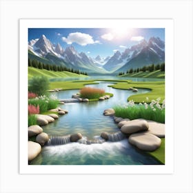 Landscape With A River Art Print